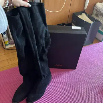 미사용 블랙 니하이 부츠 M