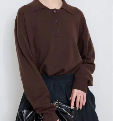 SLOBE IENA 브라운 폴로 칼라 니트 스웨터 니트 풀오버