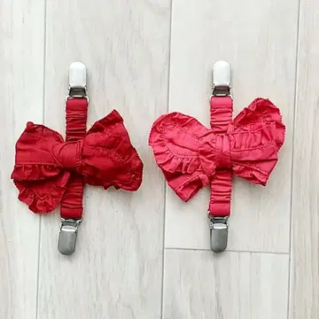 [핑크하우스] 걷어 올린 리본 클립 색상 다른 2개 세트 빨간 계열