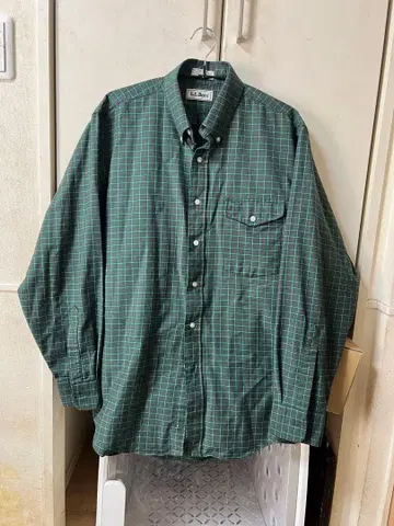 L.L.BEAN 코튼 트윌 체크 셔츠 그린