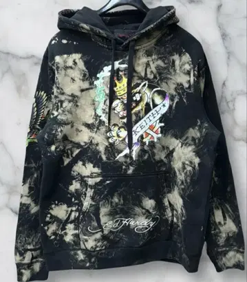 [ 새상품 ] Ed Hardy 자수 풀오버 후드티 블리치 에드 하디 L