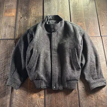 구제 의류 울 짧은 봄버 자켓 A2 플라이트 자켓 천연 가죽 절개 M