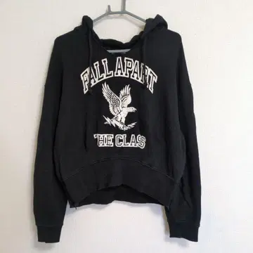 로데오 크라운 블랙 이글 프린트 크롭 후드티 프리 사이즈