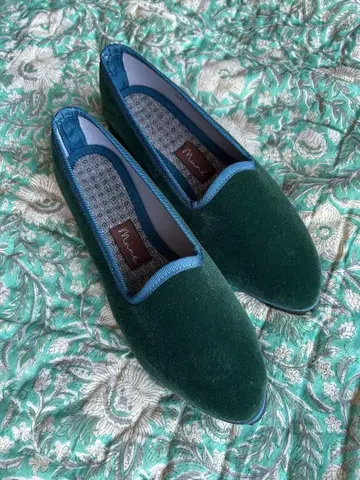 타이어 밑창 신발 스페인 그린 벨벳 37