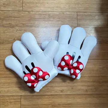 디즈니 미니 마우스 손 모양 그로브 빨간색 리본 포함 양손