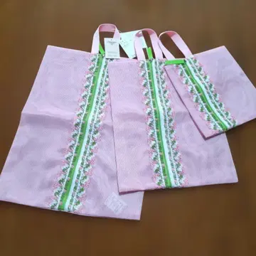 미사용 새상품*긴자와 레이스점 핑크 메쉬 파우치 3종 세트 꽃보다 경단