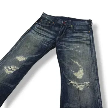 에드윈 BT5001 블루 립 오염/데미지 가공 부츠컷