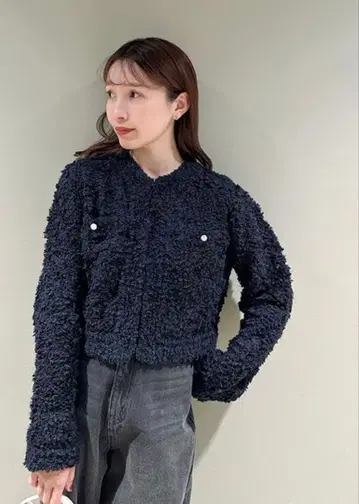 [택 포함 새상품] snidel 바텐 레이스 가디건 네이비