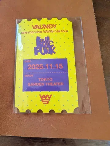 vaundy 티켓 카드 B상 11월 15일 가든 시어터