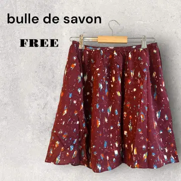 뷔르데사봉 올 패턴 스커트 보르도 무릎 위 안감 있음 y2k 구제 의류