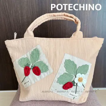 POTECHINO 포테치노 딸기 꽃 모티브 토트백 핑크
