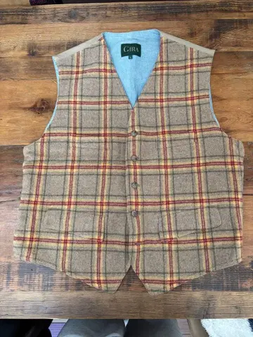 90s 남성용 구제 의류 베스트 울 체크