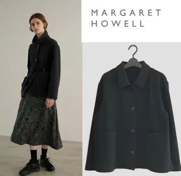 MARGARET HOWELL 블랙 울 피 코트