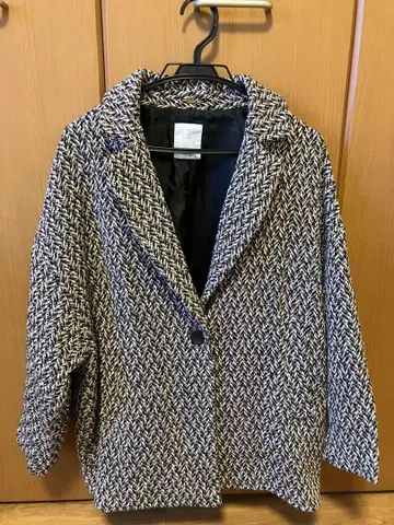 VIS 테일러드 자켓 브라운과 화이트 트위드