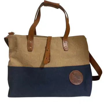파파스 플러스 토트백 베이지/네이비 소가죽 레더
