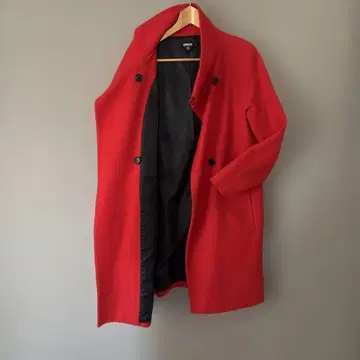 DKNY 90's 울 롱 코트 브라이트 레드