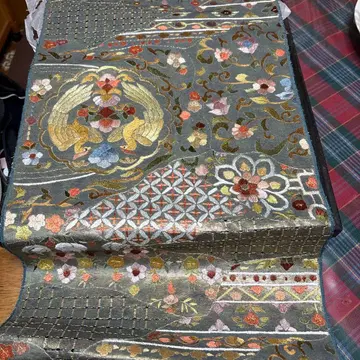 그레이 꽃무늬 후쿠로 오비