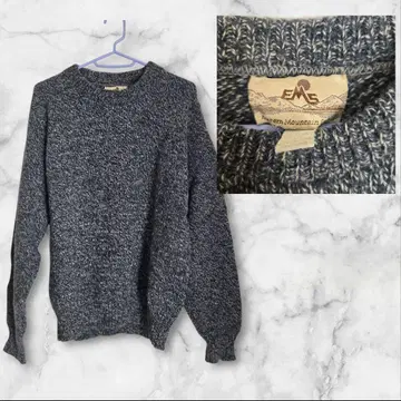 80s EMS 네이비 스웨터 울 혼방 USA제