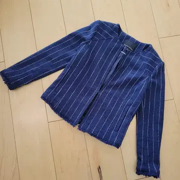 바나나리퍼블릭 네이비 스트라이프 노카라 자켓00 트위드