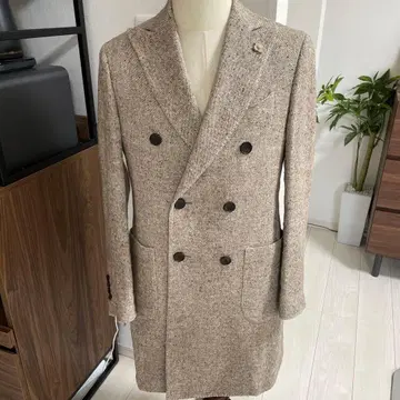 LARDINI 더블 브레스트 체스터 코트 베이지 계열 46
