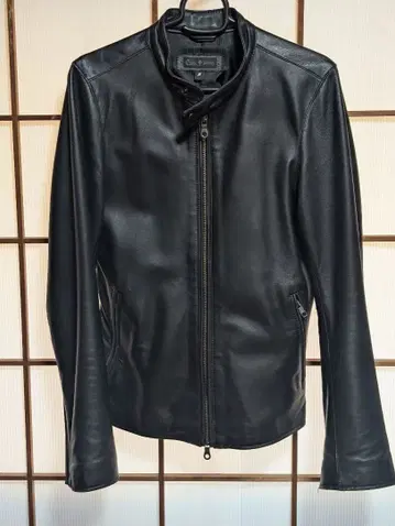 Cook jeans 블랙 가죽 싱글 라이더