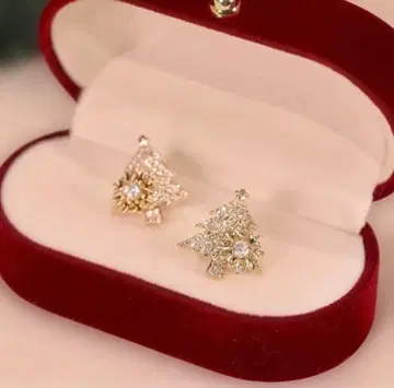 골드 크리스마스 트리형 귀찌