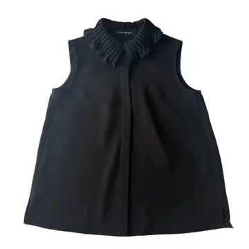 M-premier BLACK 플리츠 옷깃 슬리브리스 블라우스 블랙 36