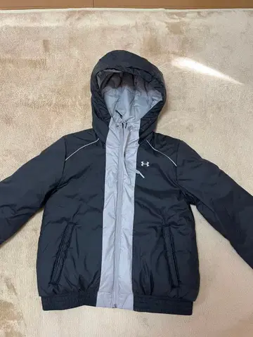 언더아머 후드 부착 블루종 블랙/그레이