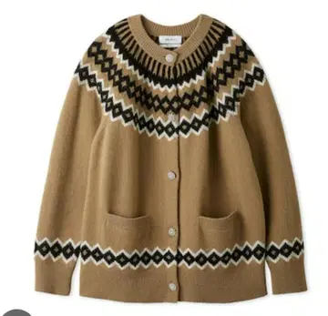 새상품급 미라 오웬 노르딕 무늬 베이지 가디건