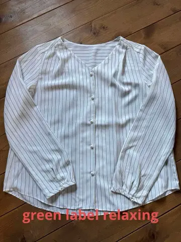 그린 레이블 릴랙싱 스트라이프 긴팔 블라우스