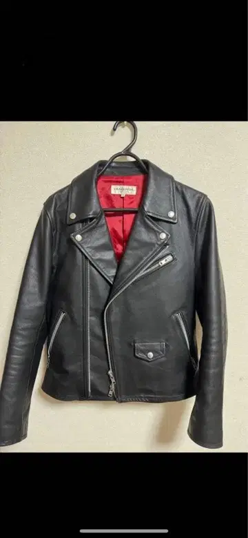 뱅퀴시 더블 라이더스 카우 가죽 블랙 레드 S 사이즈