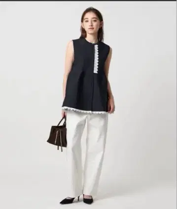 united arrows 레이스 페플럼 니트 베스트 워셔블