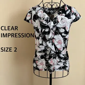 [ CLEAR IMPRESSION ] 꽃무늬 시스루 반팔 프릴 상의/성인