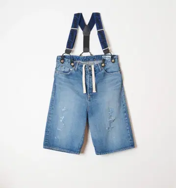 [ HOLIDAY/홀리데이 ] 서스펜더 데님 하프 팬츠