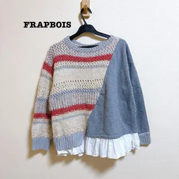 새상품급 플라보아 이소재 절개 니트 맨투맨 레이어드