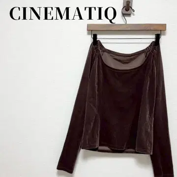 CINEMATIQ 벨로아 티셔츠 긴팔 광택감 고급 사이즈 S 브라운