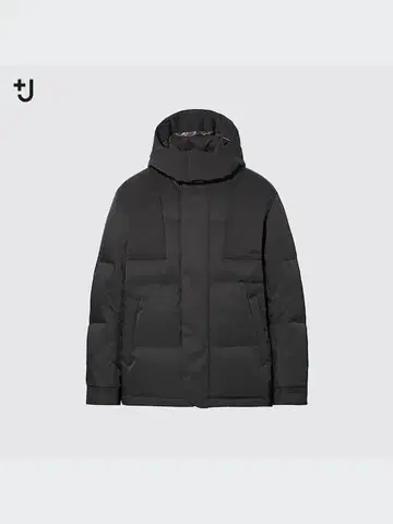 유니클로 +J 다운 오버 사이즈 후드티 남성용 블랙