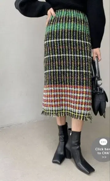 Birthday Bash 트위드 타이트 스커트 프린지 S