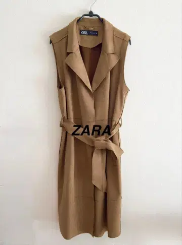 [ 미사용 ] ZARA 자라 롱 페이크 스웨이드 베스트