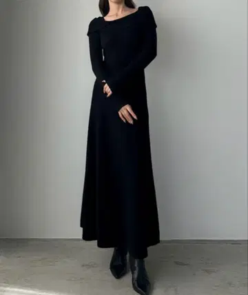 Louere 아지메 오프숄더풍 니트 플레어 원피스 M 루엘레