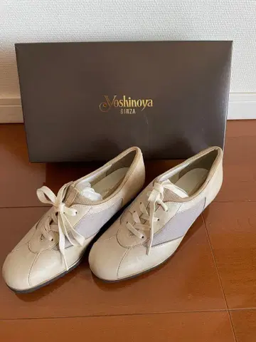 긴자 요시노야 천연 가죽 스니커즈 신발 21 베이지