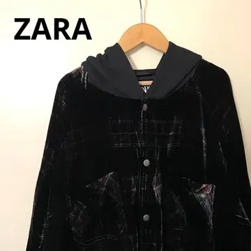 ZARA 후드 부착 체크 셔츠 자켓 XL