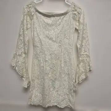화이트 레이스 플레어 슬리브 원피스 드레스 S