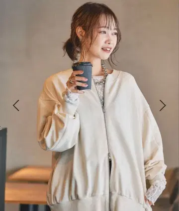 [ 새상품 ] GLOBAL WORK 2WAY 맨투맨 가디건 베이지