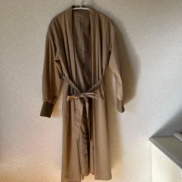 베이지 롱 코트 벨트 포함