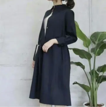 147 이치요나나 밴드 카라 셔츠 원피스 코트 작은 체구 XS