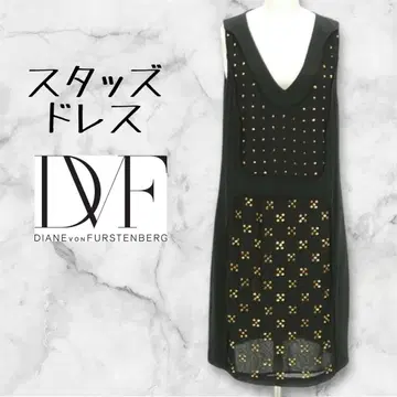 다이앤 폰 파스텐버그 실크 드레스 골드 스터드 슬리브리스 2
