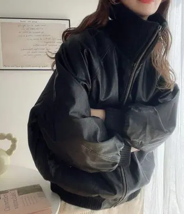 페이크 레더 자켓