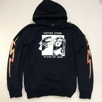 VOLCOM 볼컴 후드 맨투맨 블랙 프린트 M 사이즈