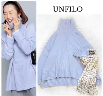 새상품급 세탁 가능 UNFILO 앙피로 터틀넥 니트 블루